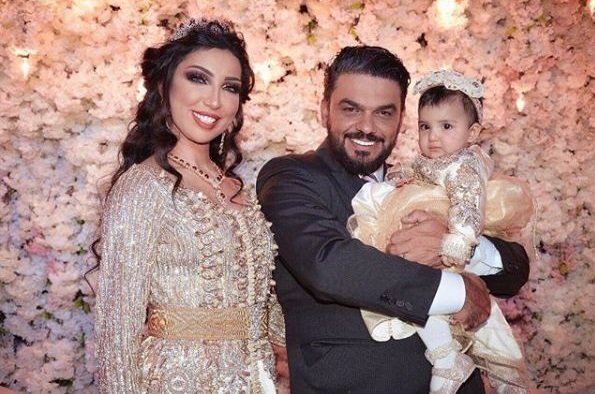 دنيا-بطمة-مع-زوجها-محمد-الترك-وابنتهما-غزل