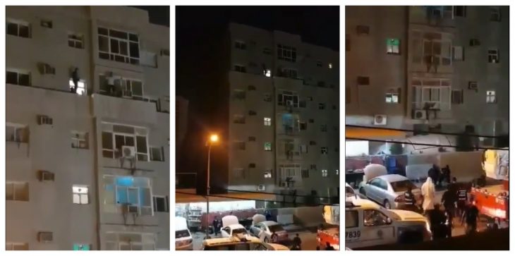 بالفيديو.. مفاوضات يائسة تنتهي بإلقاء شخص لنفسه من الطابق الخامس