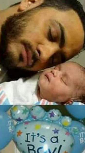 الصورة المنتشرة للنجم تامر حسني وابنه ادم
