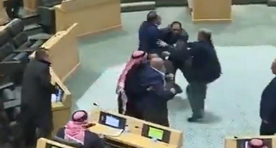بالفيديو.. مشاجرة تصل لتشابك بالأيدي بين عضوين في مجلس النواب 