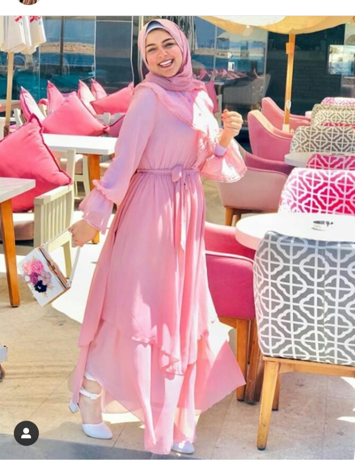 فستان محجبات تركي باللون الزهري