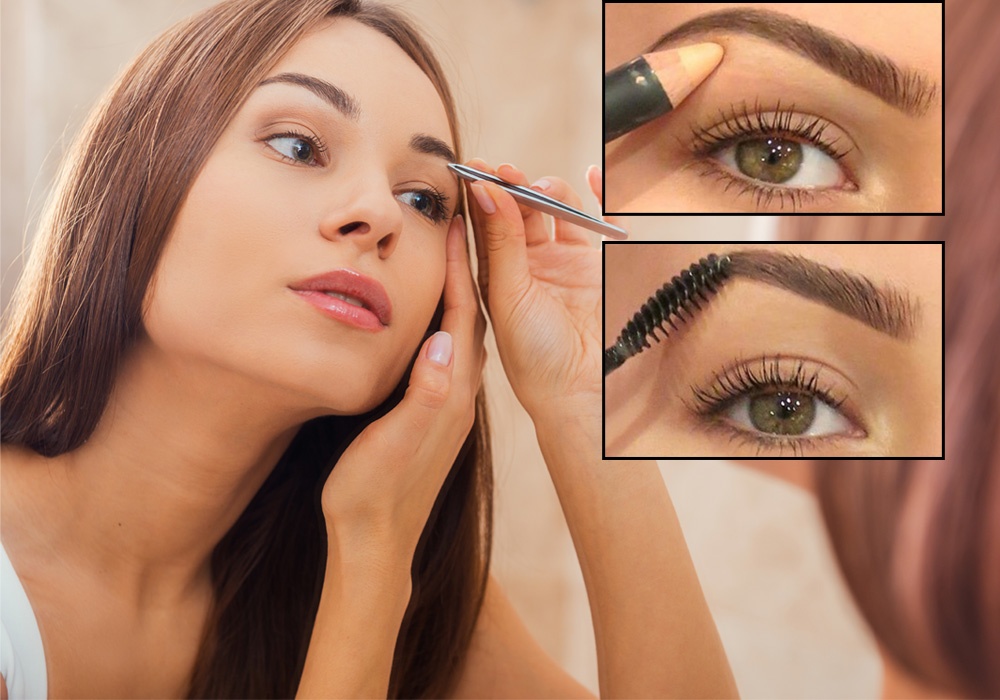 رسم الحواجب في المنزل