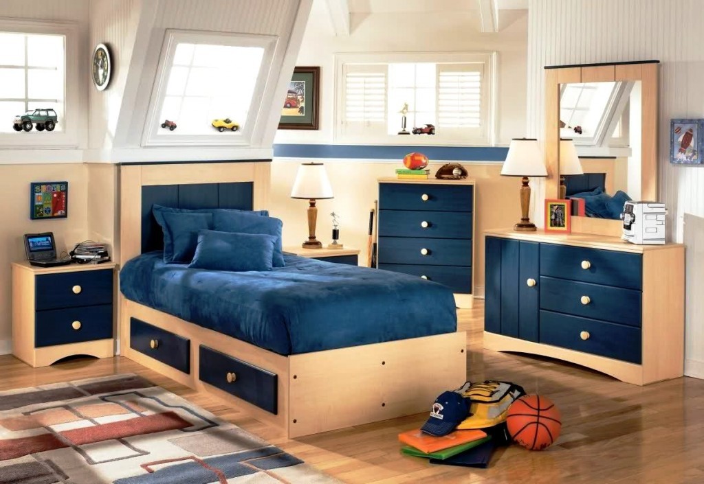 غرف نوم شباب مودرن باللون الازرق