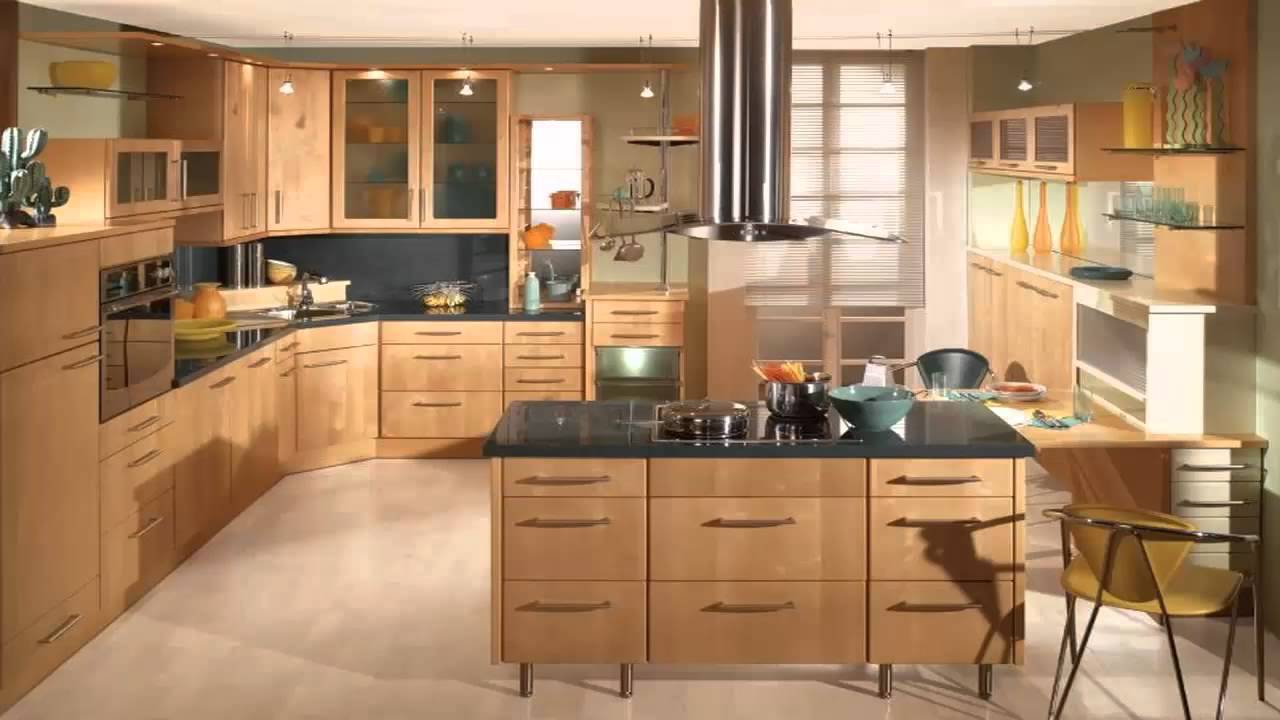ديكورات مطابخ خشب مودرن باللون البني 2019 مشاهير