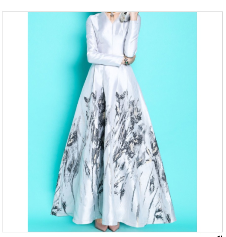 صور أشكال فستان ستان طويل مشجر للمحجبات مناسب للسهرات
