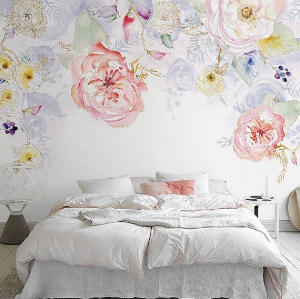 أشكال ديكورات ورق حائط لغرف النوم ملون ومشجر
