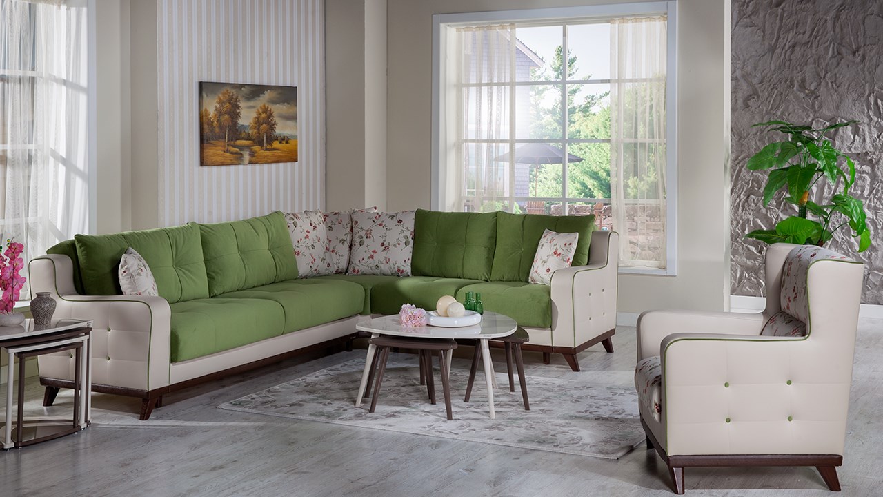 اللونان الزيتي والبيج يزينان الصالونات التركية لعام 2019