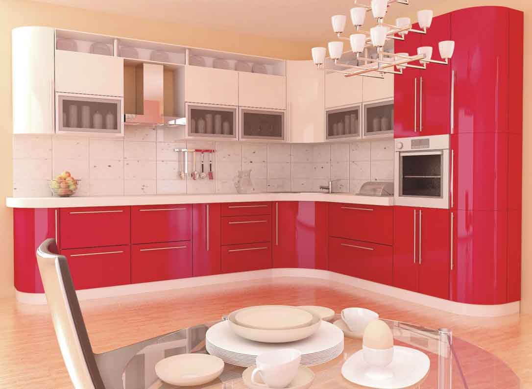 تصميم مميز لديكور المطبخ المودرن باللون الاحمر