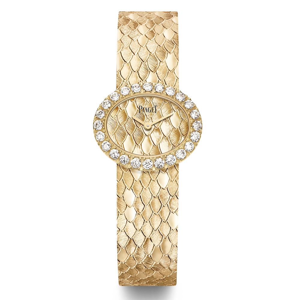 ساعة ذهبية من ماركة بياجيه تزينها حبات الماس