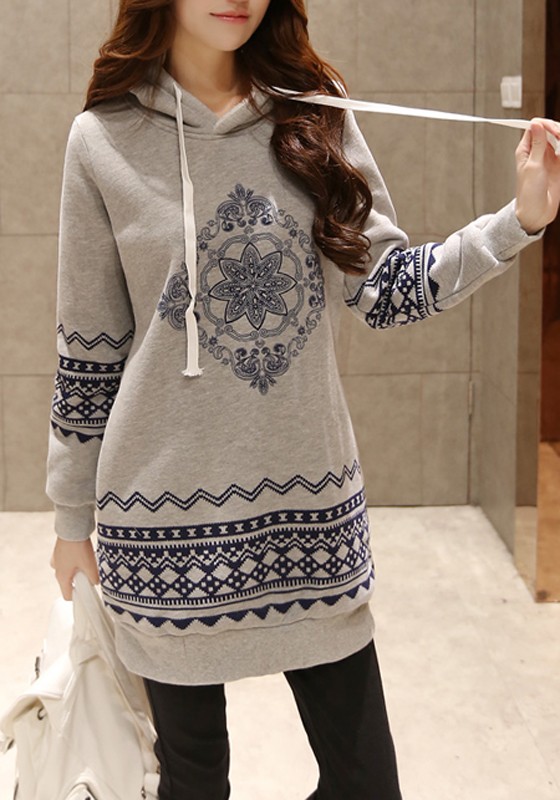 grey-geometric-drawstring-print-thick-hooded-long-sleeve-loose-pullover-cotton-sweatshirt