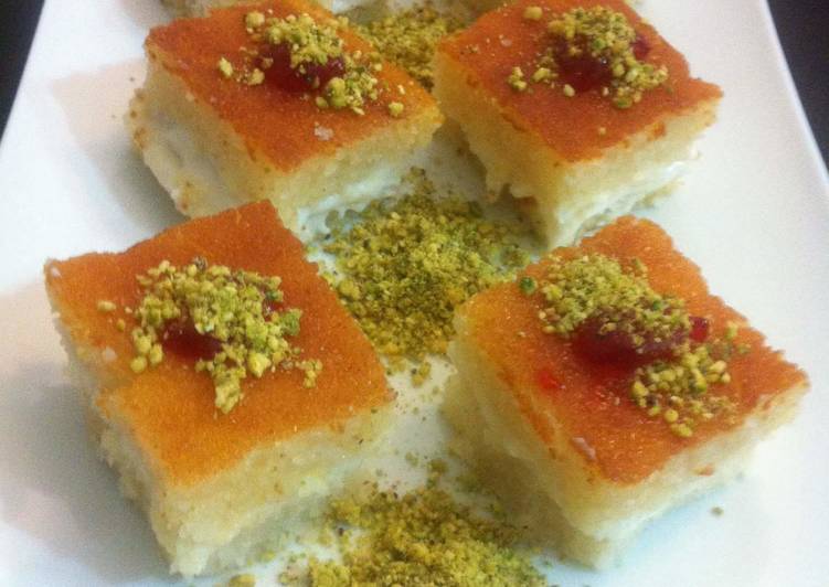 طريقه عمل البسبوسة بالقشطة
