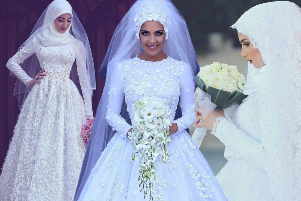 أفضل صور فساتين زفاف محجبات
