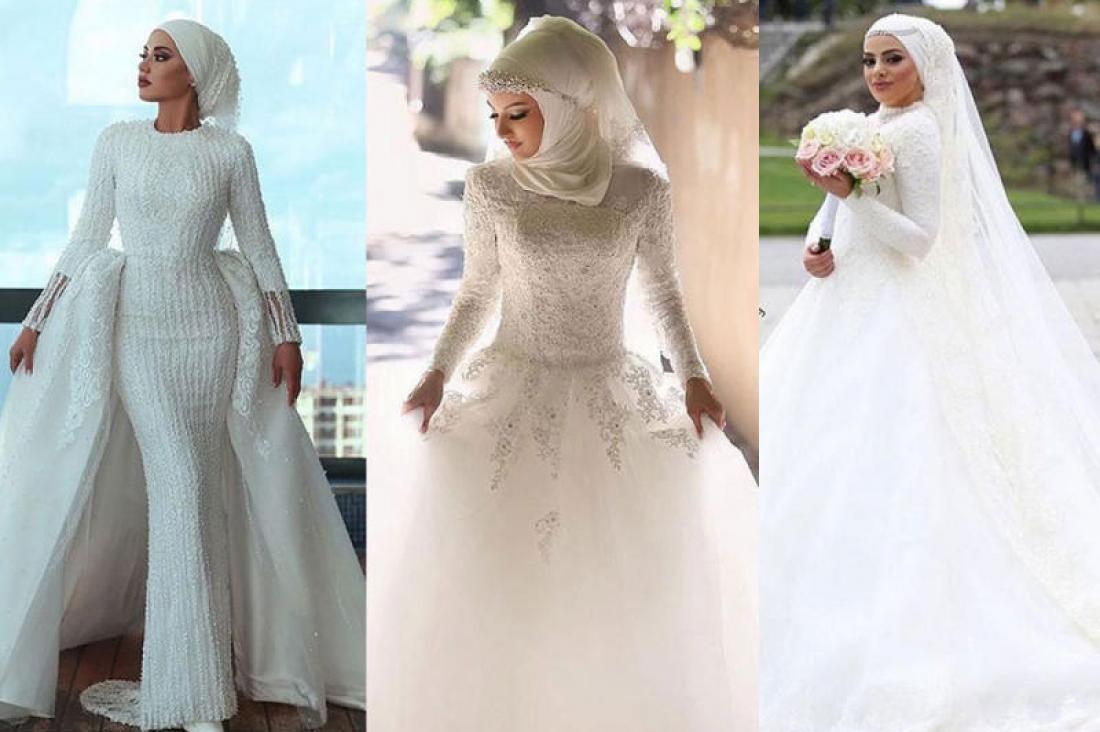 أنواع فساتين زفاف محجبات