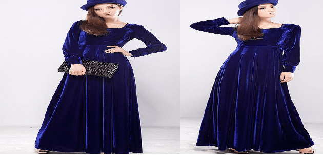 أجمل صور فساتين مخمل أزرق