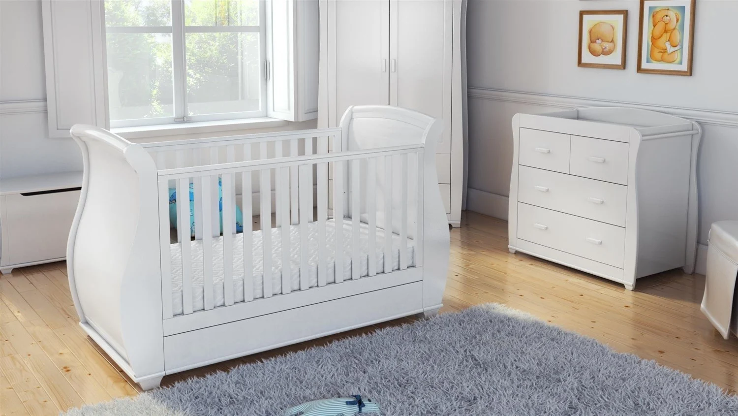 غرف نوم اطفال لونها ابيض