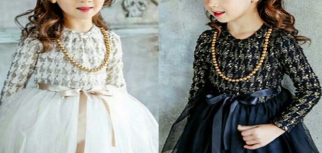 فساتين أطفال شتوية مزودة بالترتر