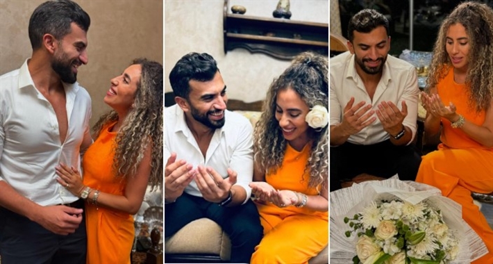 منة عدلي القيعي تضع خاتم يوسف حشيش بحضور نجوم الفن